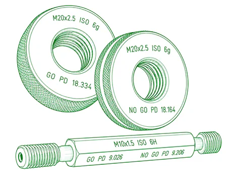 Thread gauge wireframe illustration